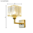 GobekUsa Modern Clear Crystal Block Wall Sconce Light with Gold Finish – Ideal for Bedroom Lighting