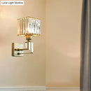 GobekUsa Modern Clear Crystal Block Wall Sconce Light with Gold Finish – Ideal for Bedroom Lighting