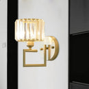 GobekUsa Modern Clear Crystal Block Wall Sconce Light with Gold Finish – Ideal for Bedroom Lighting