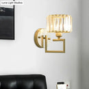 GobekUsa Modern Clear Crystal Block Wall Sconce Light with Gold Finish – Ideal for Bedroom Lighting