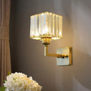 GobekUsa Modern Clear Crystal Block Wall Sconce Light with Gold Finish – Ideal for Bedroom Lighting
