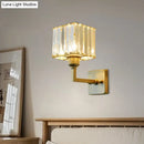 GobekUsa Modern Clear Crystal Block Wall Sconce Light with Gold Finish – Ideal for Bedroom Lighting