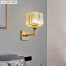 GobekUsa Modern Clear Crystal Block Wall Sconce Light with Gold Finish – Ideal for Bedroom Lighting