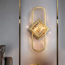 GobekUsa Modern Gold Wall Lamp with Clear Crystal Blocks - Square Wall Lighting in a Rectangular Frame