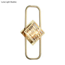 GobekUsa Modern Gold Wall Lamp with Clear Crystal Blocks - Square Wall Lighting in a Rectangular Frame