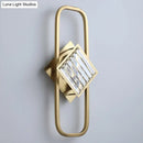 GobekUsa Modern Gold Wall Lamp with Clear Crystal Blocks - Square Wall Lighting in a Rectangular Frame