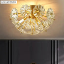 GobekUsa Modern Crystal Bouquet Semi Flush Mount Ceiling Lamp - Gold, 3/5 Lights - Bedroom Lighting