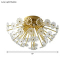 GobekUsa Modern Crystal Bouquet Semi Flush Mount Ceiling Lamp - Gold, 3/5 Lights - Bedroom Lighting
