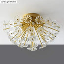 GobekUsa Modern Crystal Bouquet Semi Flush Mount Ceiling Lamp - Gold, 3/5 Lights - Bedroom Lighting