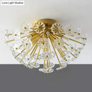 GobekUsa Modern Crystal Bouquet Semi Flush Mount Ceiling Lamp - Gold, 3/5 Lights - Bedroom Lighting