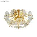 GobekUsa Modern Crystal Bouquet Semi Flush Mount Ceiling Lamp - Gold, 3/5 Lights - Bedroom Lighting