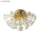 GobekUsa Modern Crystal Bouquet Semi Flush Mount Ceiling Lamp - Gold, 3/5 Lights - Bedroom Lighting