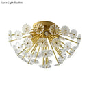 GobekUsa Modern Crystal Bouquet Semi Flush Mount Ceiling Lamp - Gold, 3/5 Lights - Bedroom Lighting