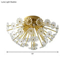 GobekUsa Modern Crystal Bouquet Semi Flush Mount Ceiling Lamp - Gold, 3/5 Lights - Bedroom Lighting