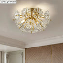 GobekUsa Modern Crystal Bouquet Semi Flush Mount Ceiling Lamp - Gold, 3/5 Lights - Bedroom Lighting