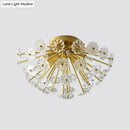 GobekUsa Modern Crystal Bouquet Semi Flush Mount Ceiling Lamp - Gold, 3/5 Lights - Bedroom Lighting