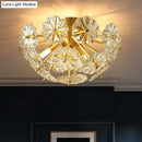 GobekUsa Modern Crystal Bouquet Semi Flush Mount Ceiling Lamp - Gold, 3/5 Lights - Bedroom Lighting