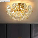 GobekUsa Modern Crystal Bouquet Semi Flush Mount Ceiling Lamp - Gold, 3/5 Lights - Bedroom Lighting