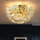 GobekUsa Modern Crystal Bouquet Semi Flush Mount Ceiling Lamp - Gold, 3/5 Lights - Bedroom Lighting