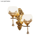 GobekUsa Modern Gold Crystal Bowl Wall Sconce with 2 Bulbs – Elegant Lighting Fixture