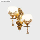 GobekUsa Modern Gold Crystal Bowl Wall Sconce with 2 Bulbs – Elegant Lighting Fixture