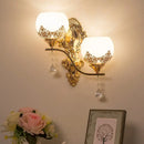 GobekUsa Modern Gold Crystal Bowl Wall Sconce with 2 Bulbs – Elegant Lighting Fixture