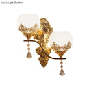GobekUsa Modern Gold Crystal Bowl Wall Sconce with 2 Bulbs – Elegant Lighting Fixture