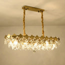 GobekUsa Modern Gold Finish Crystal Chandelier - 10 Bulbs Oval Island Ceiling Light Fixture
