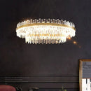 GobekUsa Circular Double-layer Crystal Chandelier for Living Room Dining Room Led Pendant