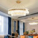 GobekUsa Circular Double-layer Crystal Chandelier for Living Room Dining Room Led Pendant