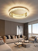GobekUsa Crystal Circle LED Ceiling Chandelier for Modern Living Spaces