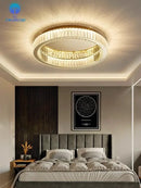 GobekUsa Crystal Circle LED Ceiling Chandelier for Modern Living Spaces