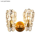 GobekUsa Modern Gold Circles Wall Sconce Light with Crystal Deco - 2 Lights for Bedroom