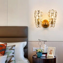 GobekUsa Modern Gold Circles Wall Sconce Light with Crystal Deco - 2 Lights for Bedroom