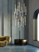 GobekUsa Crystal Circular Staircase Chandelier for Villa Duplex Foyer Decoration