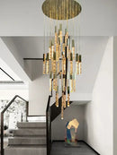 GobekUsa Crystal Circular Staircase Chandelier for Villa Duplex Foyer Decoration