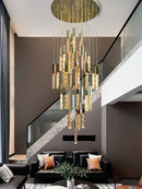 GobekUsa Crystal Circular Staircase Chandelier for Villa Duplex Foyer Decoration