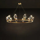 GobekUsa Crystal Copper Round Chandelier: Elegant LED Suspension Lamp for Dinning Room