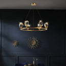 GobekUsa Crystal Copper Round Chandelier: Elegant LED Suspension Lamp for Dinning Room