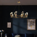 GobekUsa Crystal Copper Round Chandelier: Elegant LED Suspension Lamp for Dinning Room