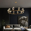 GobekUsa Crystal Copper Round Chandelier: Elegant LED Suspension Lamp for Dinning Room