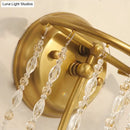 GobekUsa Modern Gold Sconce Light: 1/2 Lights Corridor Wall Lamp with Elegant Metal Candle Design and Crystal Strand Decoration