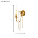 GobekUsa Modern Gold Sconce Light: 1/2 Lights Corridor Wall Lamp with Elegant Metal Candle Design and Crystal Strand Decoration
