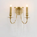GobekUsa Modern Gold Sconce Light: 1/2 Lights Corridor Wall Lamp with Elegant Metal Candle Design and Crystal Strand Decoration