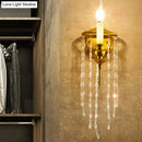 GobekUsa Modern Gold Sconce Light: 1/2 Lights Corridor Wall Lamp with Elegant Metal Candle Design and Crystal Strand Decoration