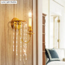 GobekUsa Modern Gold Sconce Light: 1/2 Lights Corridor Wall Lamp with Elegant Metal Candle Design and Crystal Strand Decoration