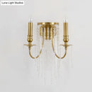 GobekUsa Modern Gold Sconce Light: 1/2 Lights Corridor Wall Lamp with Elegant Metal Candle Design and Crystal Strand Decoration