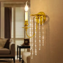 GobekUsa Modern Gold Sconce Light: 1/2 Lights Corridor Wall Lamp with Elegant Metal Candle Design and Crystal Strand Decoration