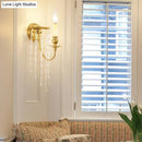 GobekUsa Modern Gold Sconce Light: 1/2 Lights Corridor Wall Lamp with Elegant Metal Candle Design and Crystal Strand Decoration