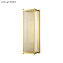 GobekUsa Modern Translucent Crystal Cuboid Wall Sconce Light, Gold Surface, 12"/19.5" Wide